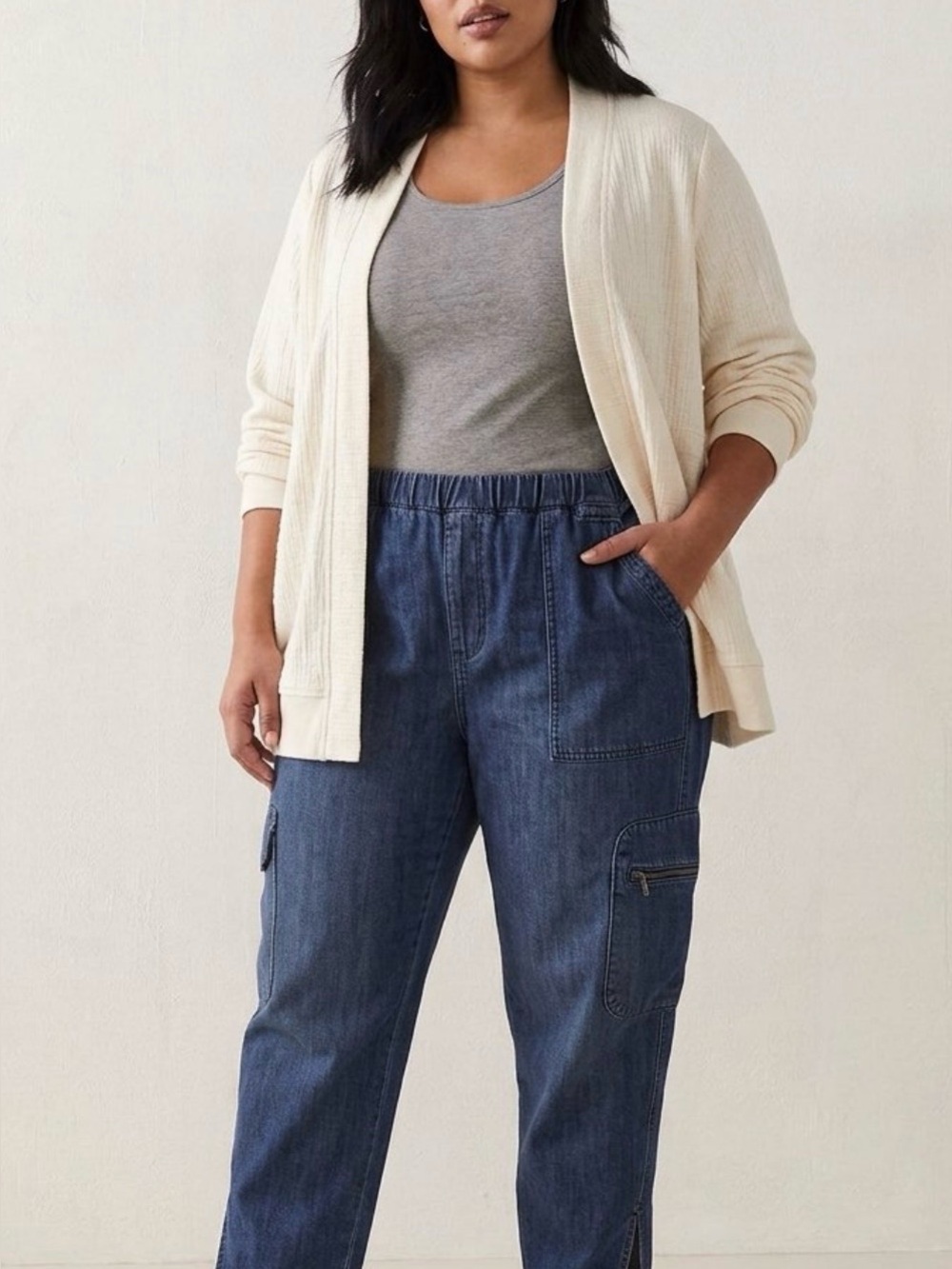 Pilcro Anthropologie Cottage Pull On denim utility 2XL PLUS Drawstring elastic